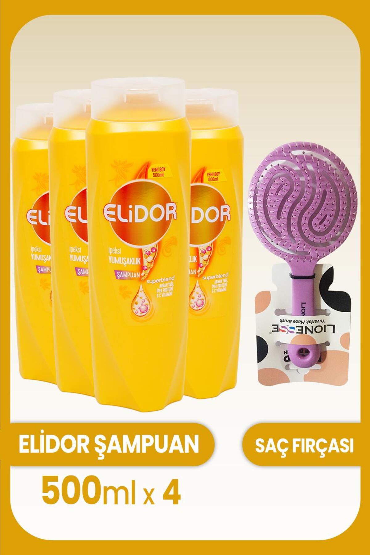 Superblend Şampuan İpeksi Yumuşaklık 500 ML x 4 Adet ve Saç Fırçası