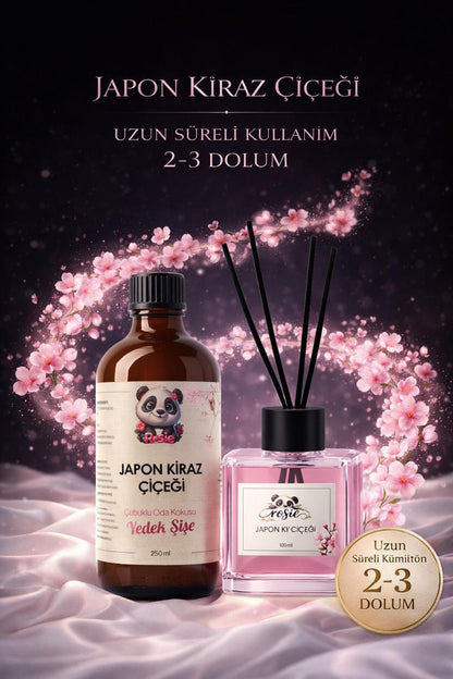 Japon Kiraz Çiçeği Çubuklu Oda Kokusu 250 ml Refil ve 100 ml Difüzör Şişe