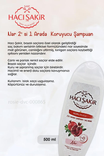 Nar 2si 1 Arada Şampuan 500 ml, Bademli Şampuan 500 ml ve ROSIE