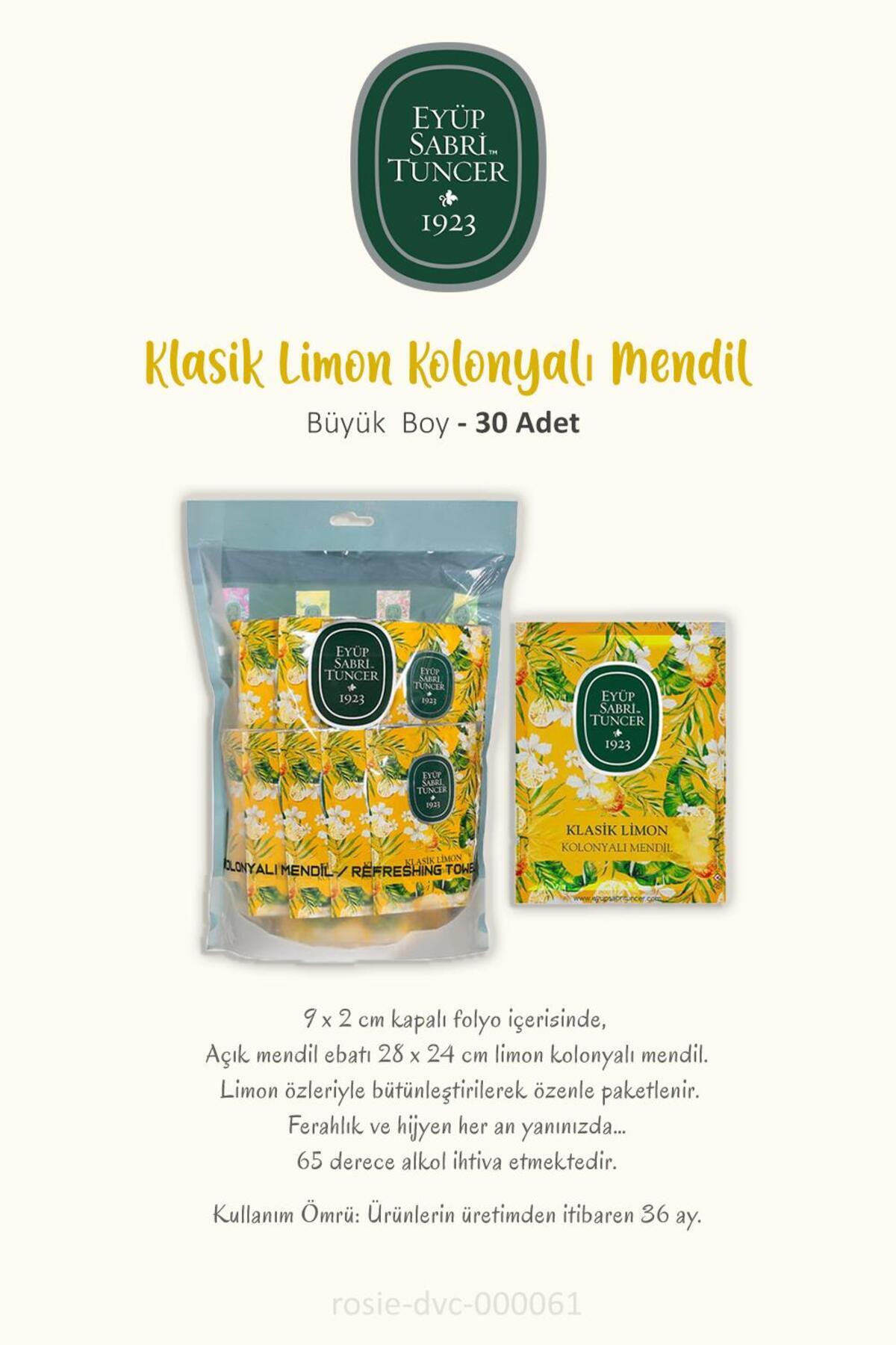 3 Paket Büyük Boy Kolonyalı Mendil Limonlu 30'lu ve ROSIE