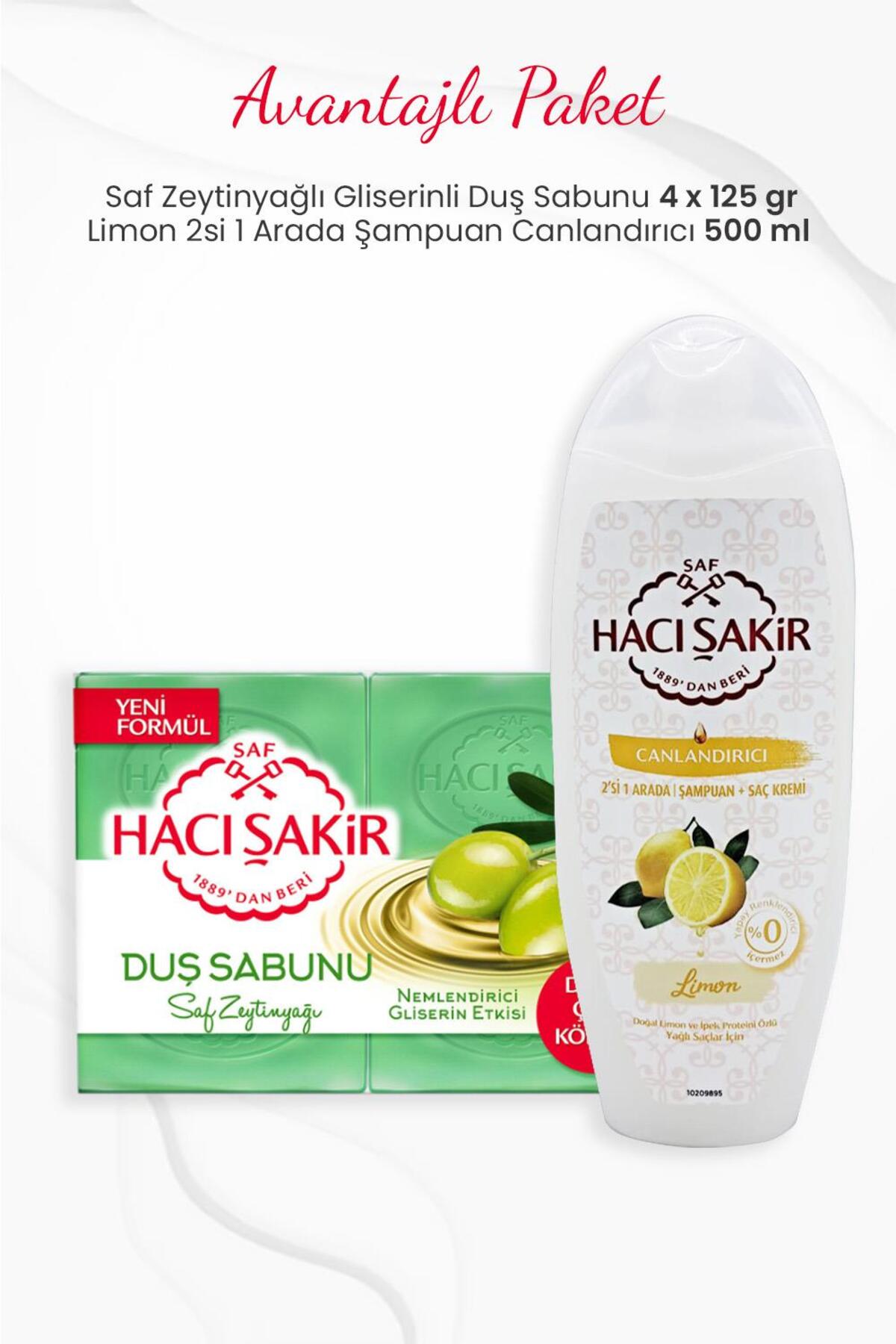 4'lü Saf Zeytinyağlı Duş Sabunu ve Limon 2si 1 Arada Şampuan 500 ml