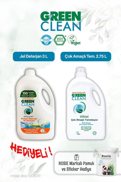2.75 L Çok Amaçlı Tem. & Bulaşık Mak. Jel Deterjan 3L ve Rosie pamuk hediye
