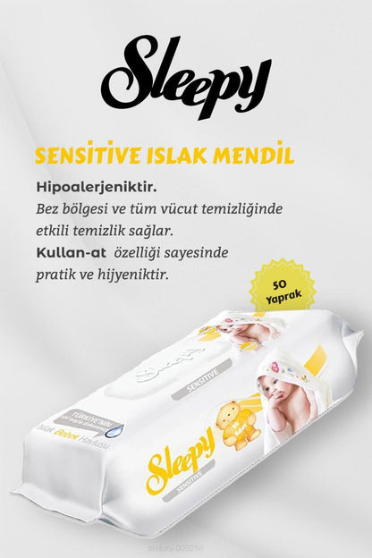 150 Adet Sensitive Islak Mendil, Orkide Oda Kokusu Hediyeli