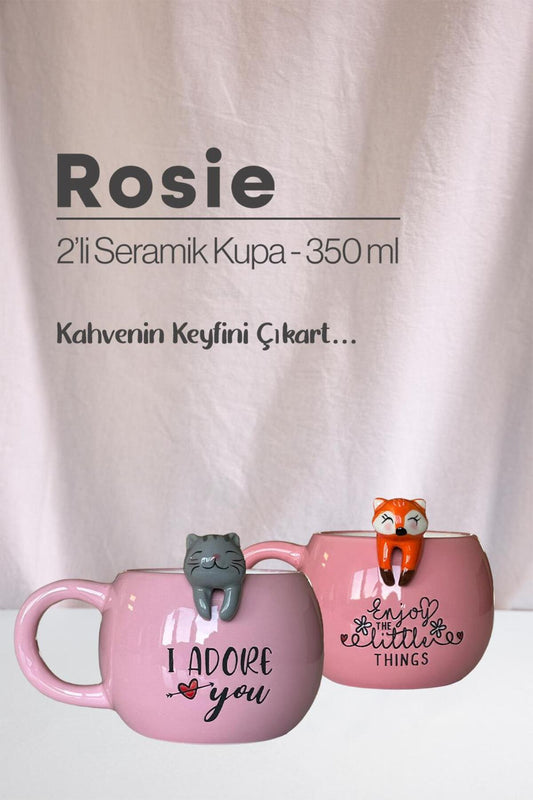 Tilki ve Kedi Seramik Kupa 350 ml