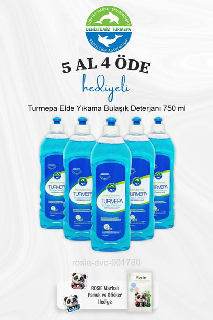 Elde Yıkama Bulaşık Deterjanı 750 ml 5 Al 4 Öde ve Rosie Pamuk