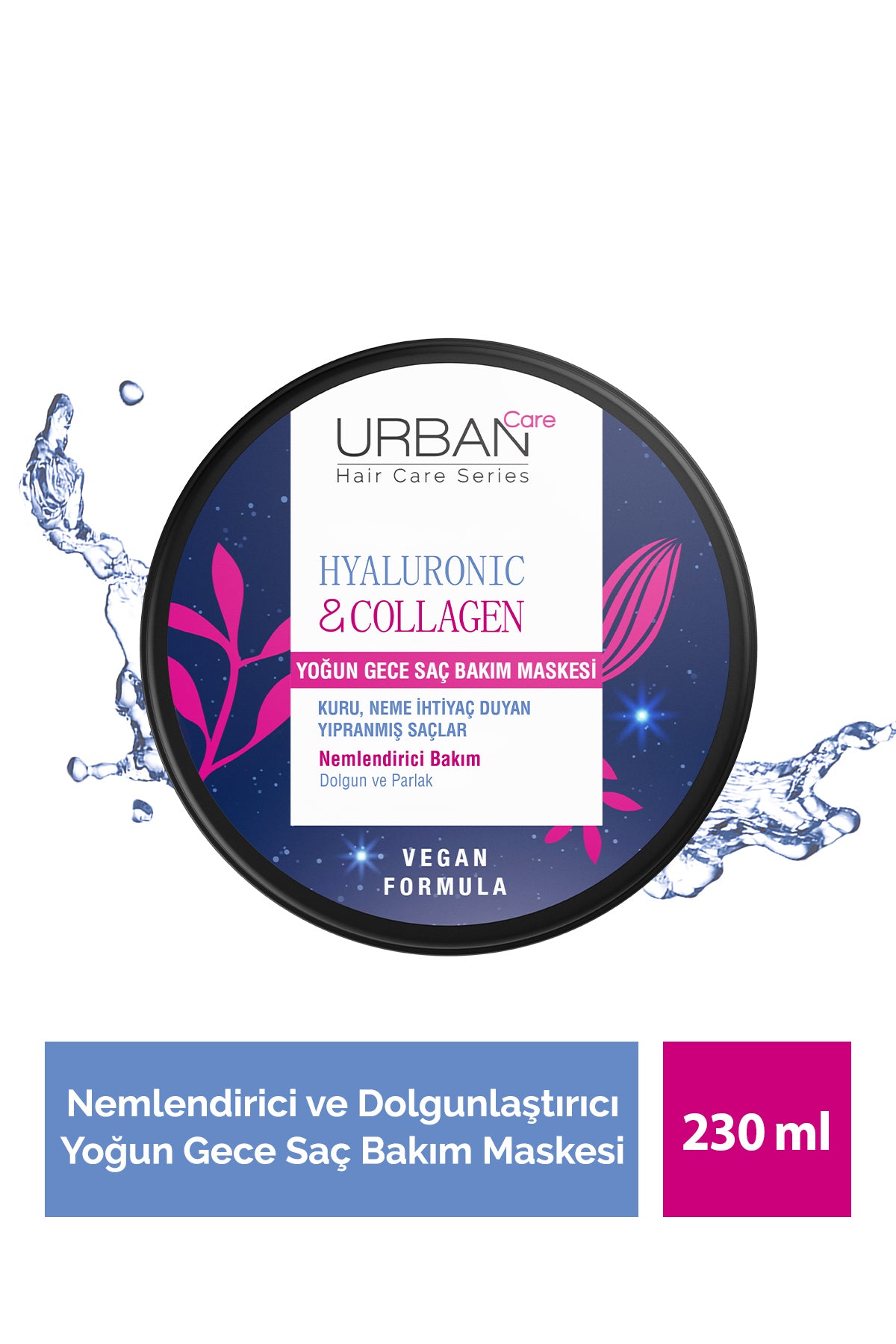 Hyaluronic & Collagen Hacim Veren Yoğun Gece Saç Bakım Maskesi-230ml-vegan -Ekstra Dolgunlaştırıcı