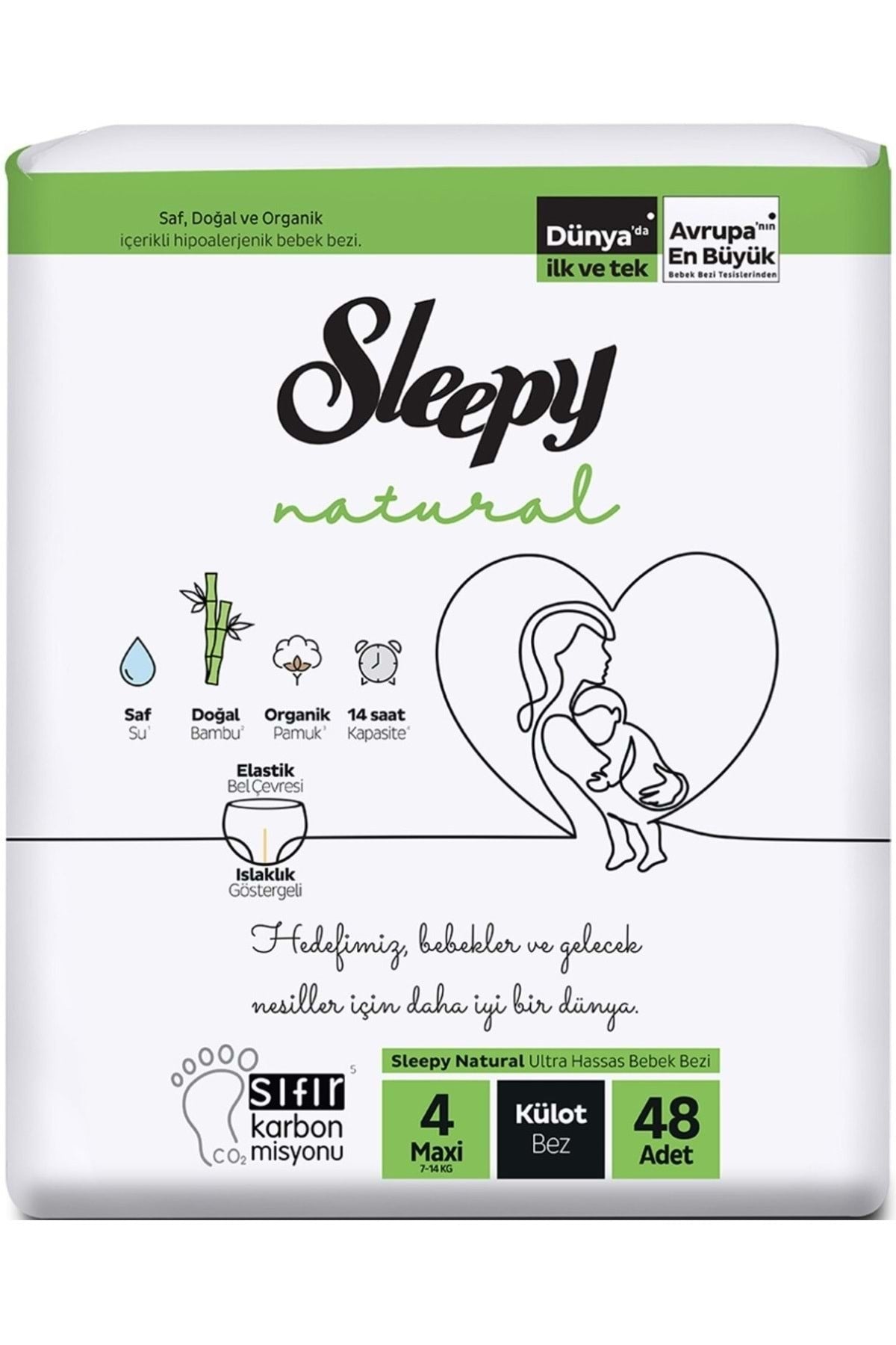Külot Bebek Bezi Natural Beden:4 (7-14KG) Maxi 96 Adet Ekonomik Fırsat Pk