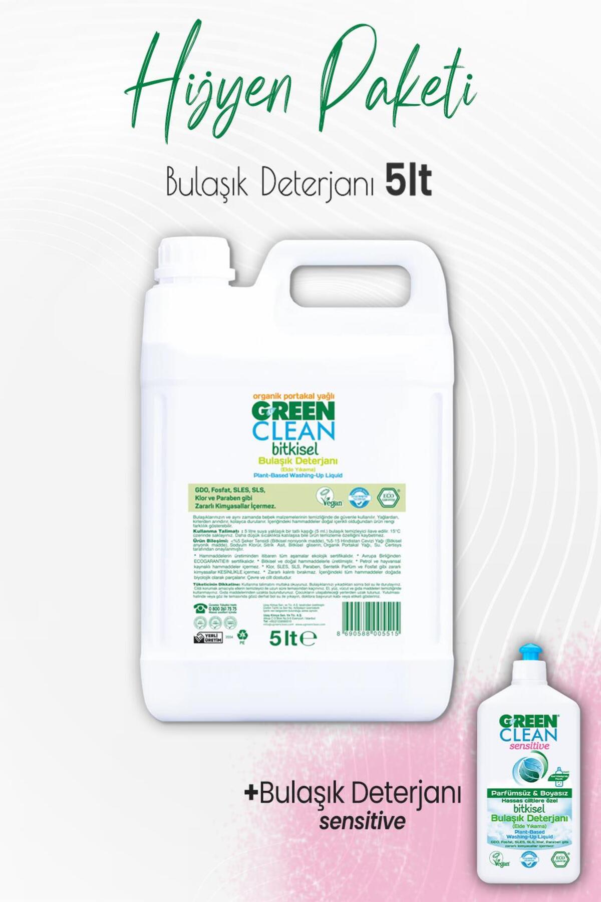Bulaşık Deterjanı Portakal 5 lt ve Sensitive Bulaşık Deterjanı 500 ml