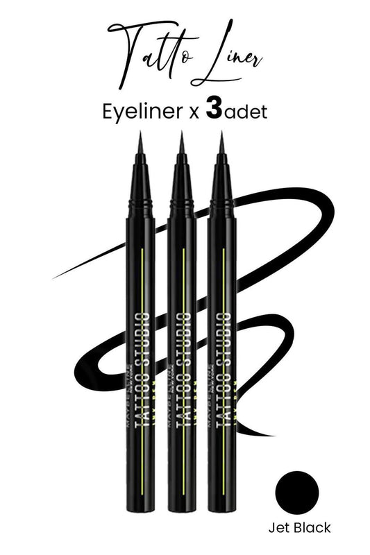 Maybelline Tattoo Liner Ink Pen Eyeliner - Jet Black x 3 Adet
