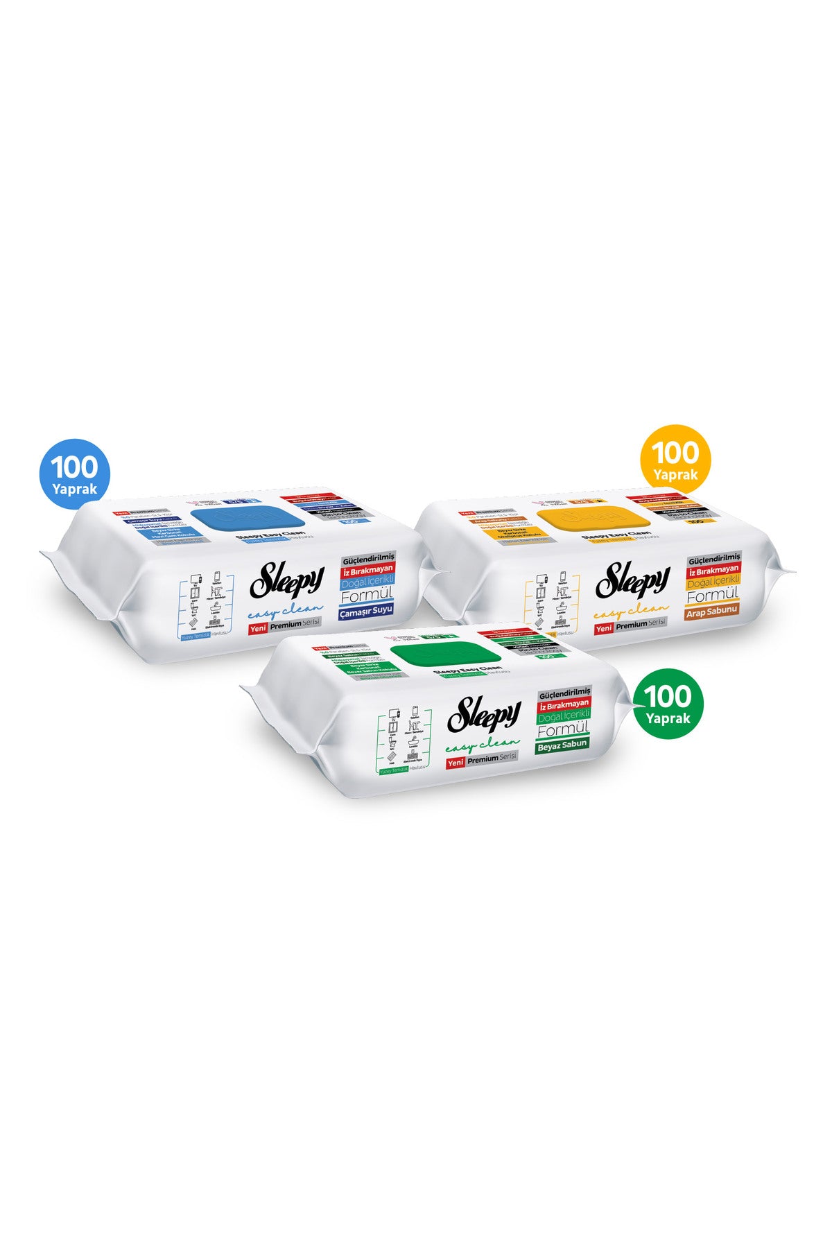 Easy Clean Premium Beyaz Sabun+Çamaşır Suyu+Arap Sabunu Yüzey Temizlik Havlusu Mendili 300 Yaprak