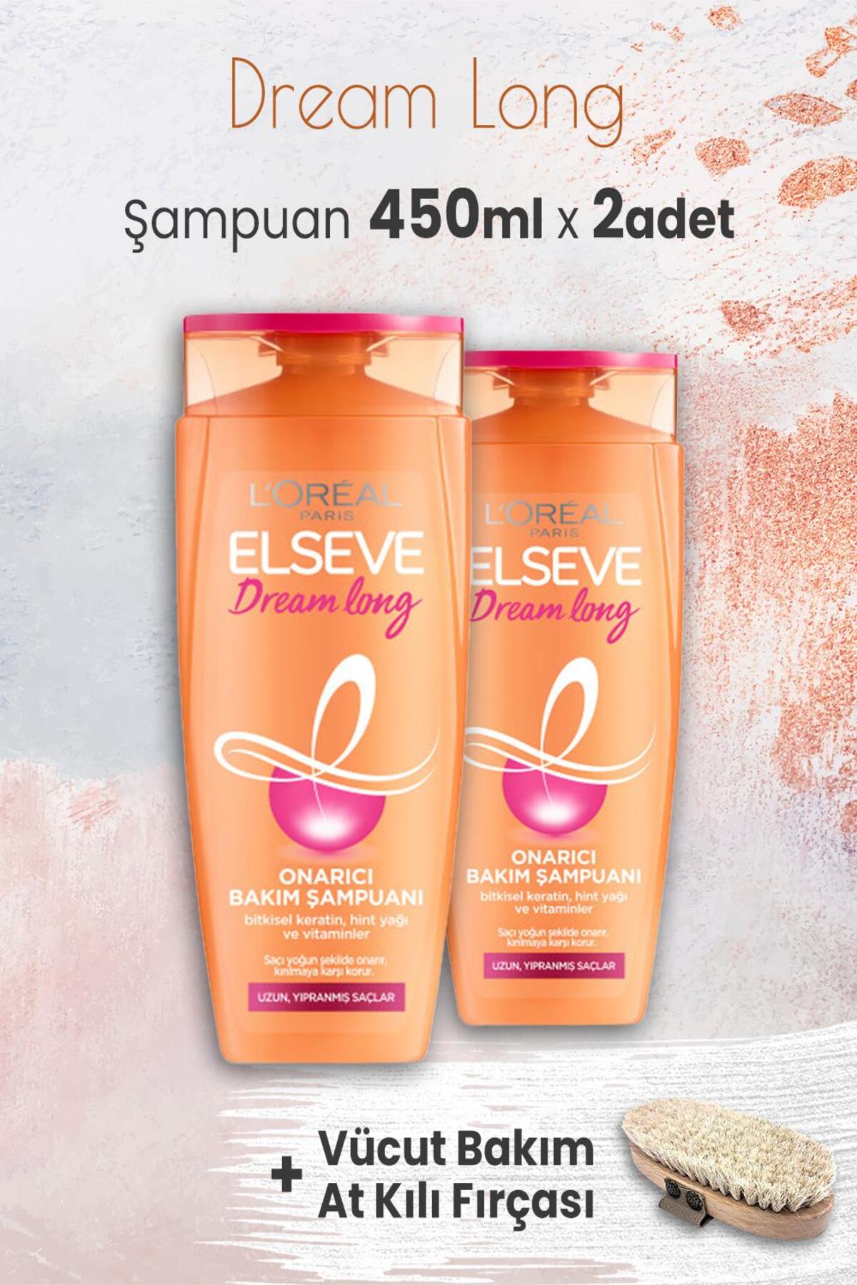 Dream Long Onarıcı Şampuan 450 ml x 2 Adet ve Vücut Bakım At Kılı Fırçası