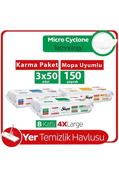 Easy Clean Mopa Uyumlu Yer Temizlik Havlusu&mendili Karma Paket 3x50 (150 YAPRAK)