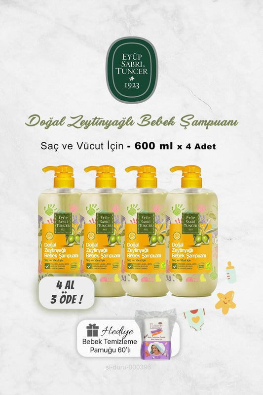 4 AL 3 ÖDE Bebek Şampuanı 600 ml, Bebek Pamuğu Hediye