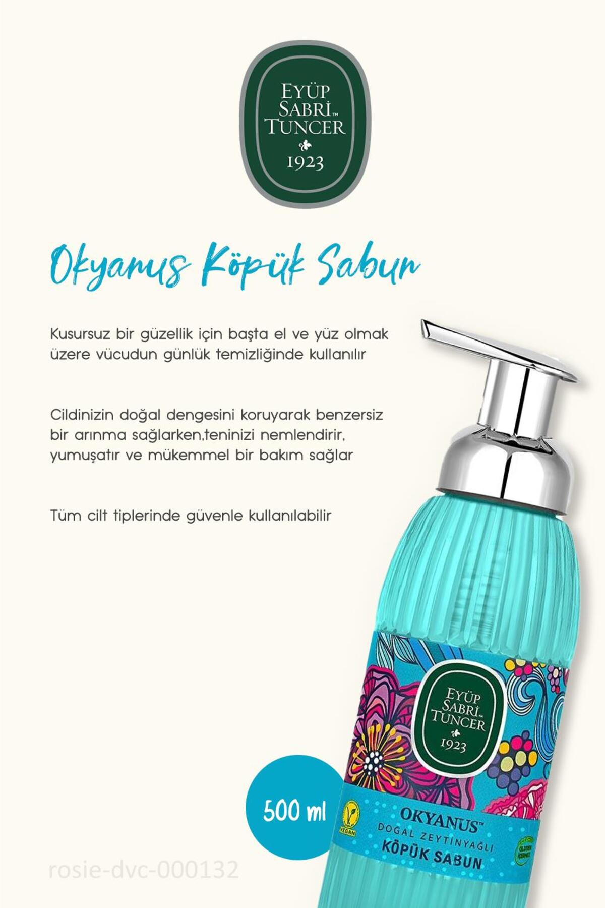 3'lü Okyanus Köpük Sabun 500 ml, %100 Doğal ROSIE Pamuk