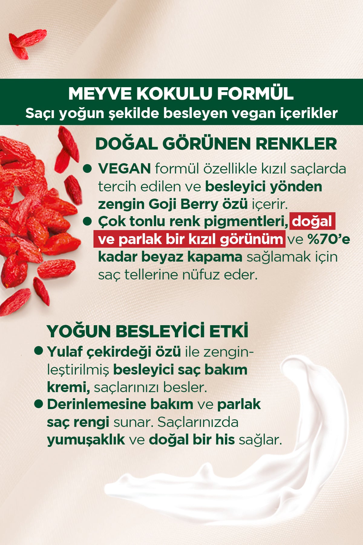Kalıcı Doğal Renkler 8-77 Tarçın Bakır Goji Berry Özü Saç Boyası