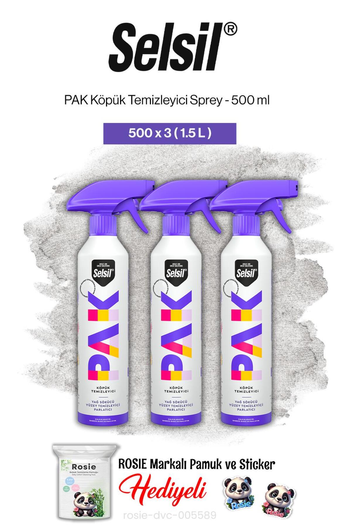 3'lü PAK Köpük Temizleyici Sprey 500 ml ve rosie pamuk