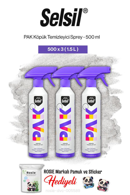 3'lü PAK Köpük Temizleyici Sprey 500 ml ve rosie pamuk