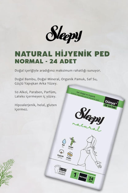 Natural Ultra Hassas Normal Ped 24'lü,Günlük Ped 40'lı, Sensitive 50'li Mendil ve ROSIE
