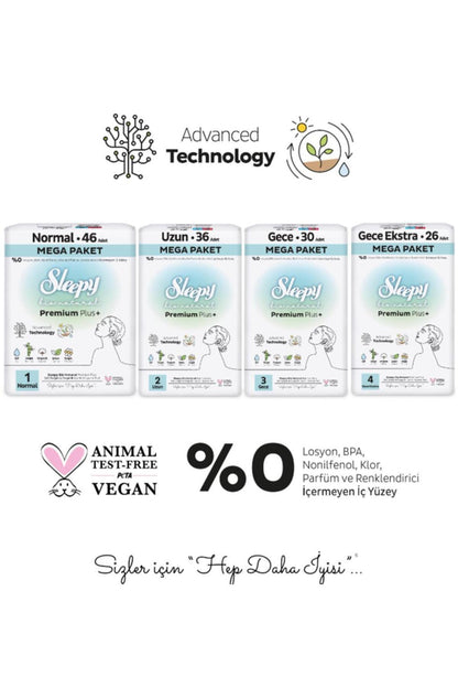 Bio Natural Normal 46, Uzun 36 Adet Mega Paket ve Rosie Pamuk