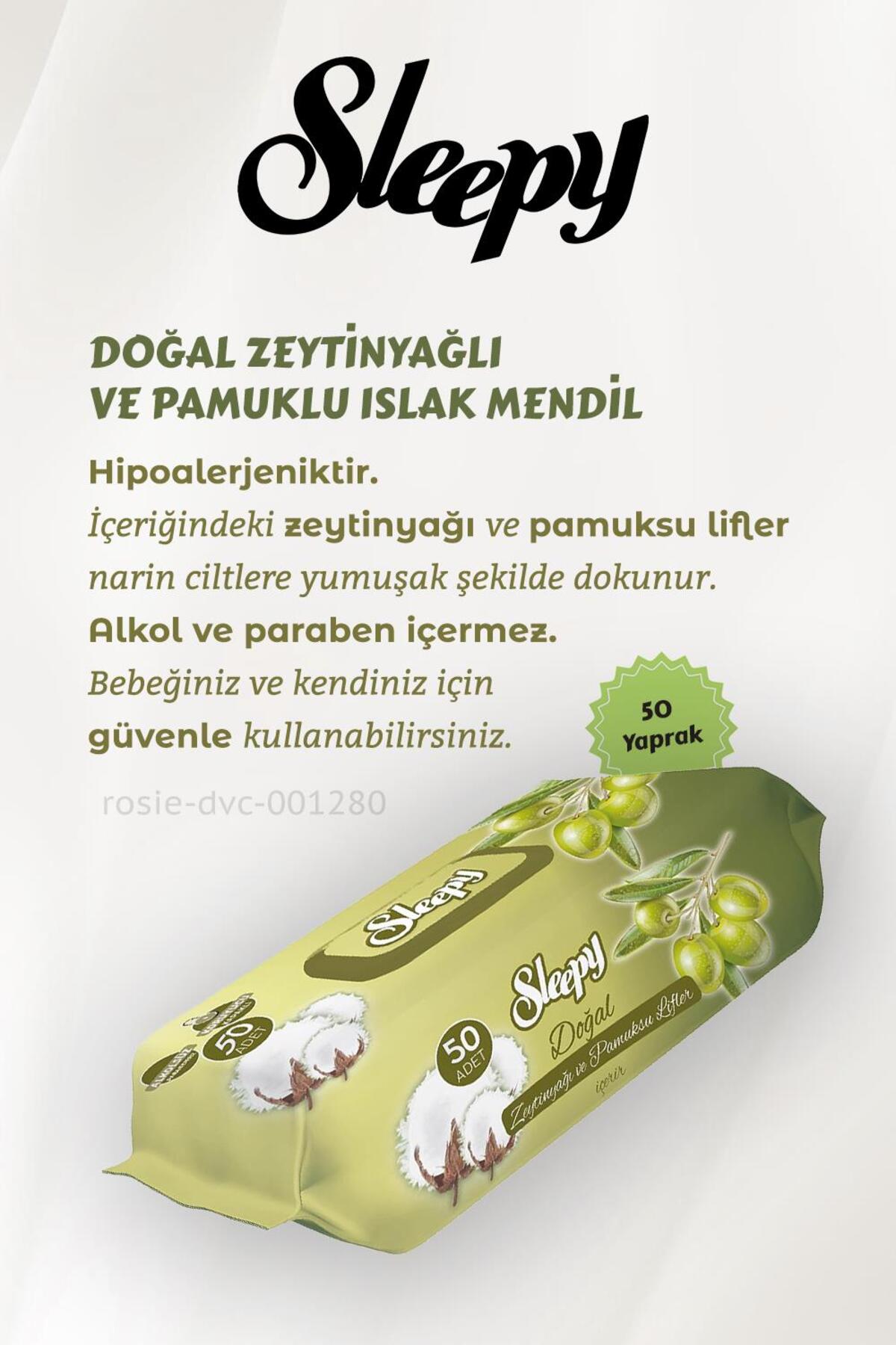 16 AL 14 ÖDE Sleepy Doğal Zeytinyağlı Ve Pamuklu Islak Bebek Havlusu 50'li ve ROSIE