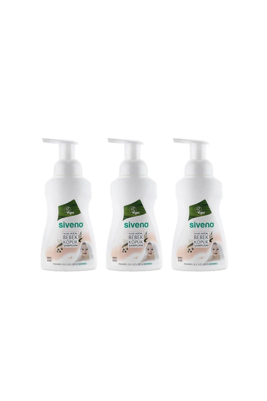 %100 Doğal Bebek Köpük Şampuanı Yenidoğan Saç ve Vücut İçin Nemlendirici Bitkisel 250 ml X 3 Adet