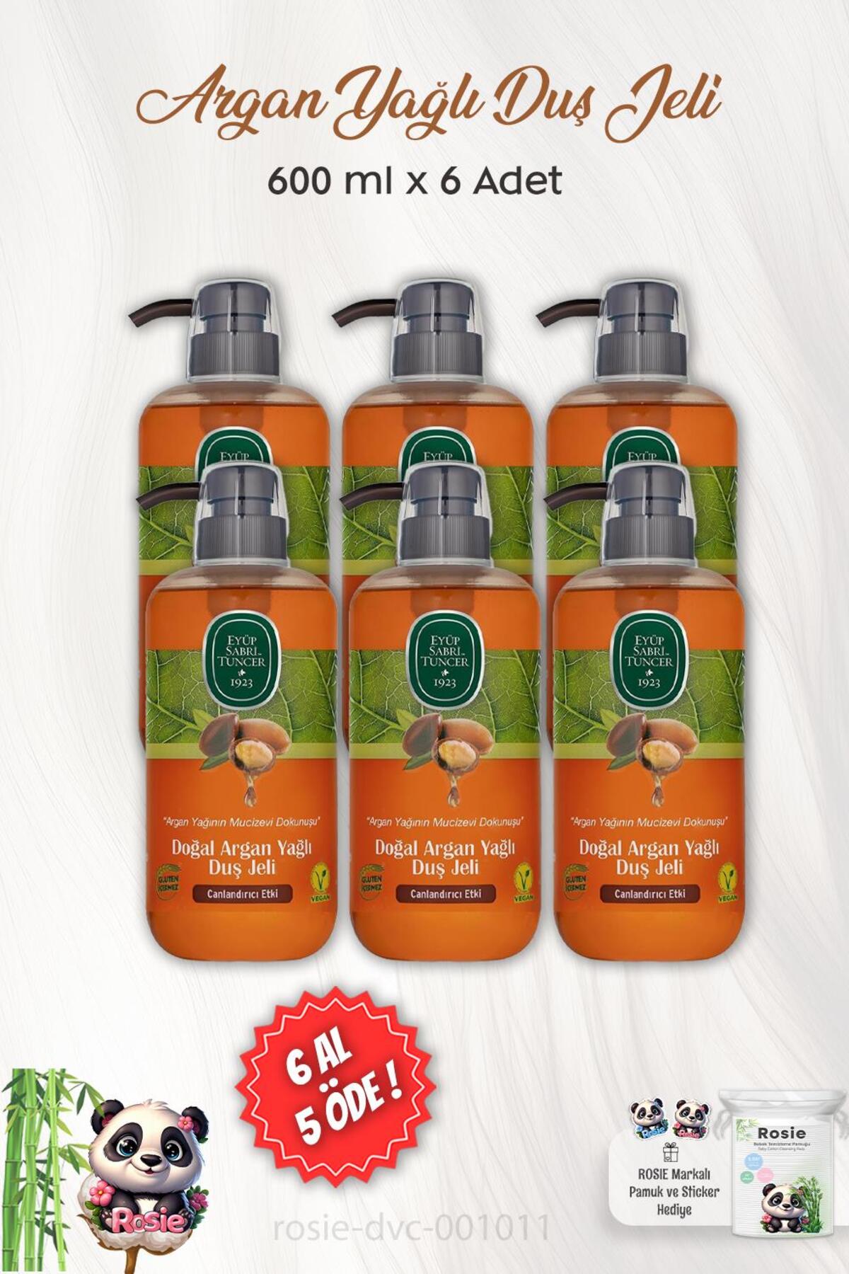 6 AL 5 ÖDE Eyüp Sabri Tuncer Doğal Argan Yağlı Duş Jeli 600 ml ve ROSIE
