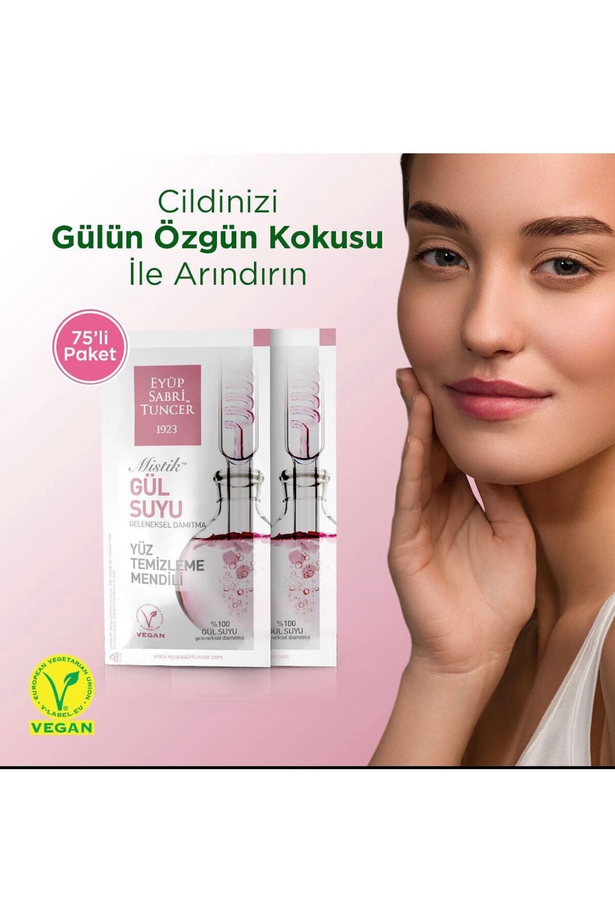 Mistik Gül Suyu Yüz Temizleme Mendili 30'lu Paket Büyük Boy X 2 Adet