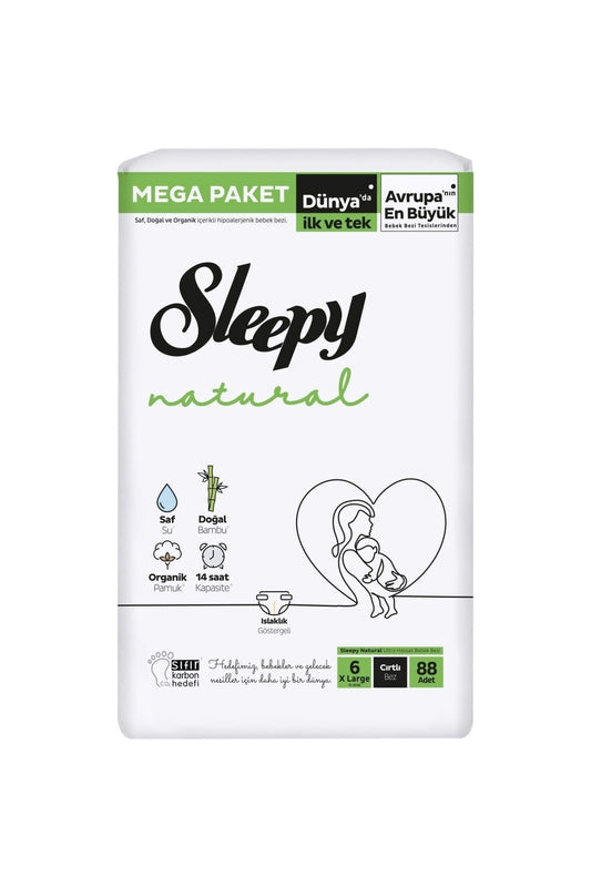 Sleepy Natural Bebek Bezi Mega Fırsat Paketi 6 Beden 15-25 Kg 88 Adet