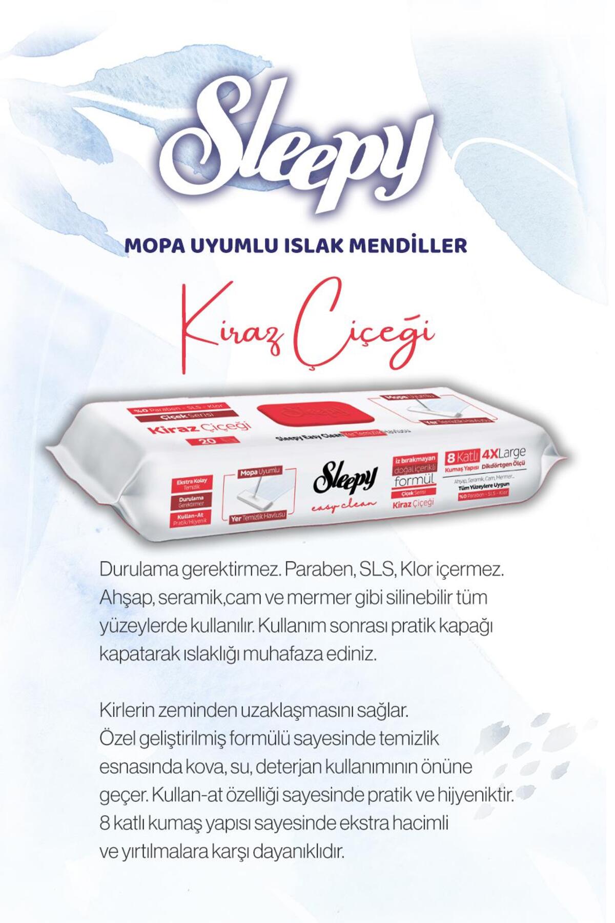 20'li Kiraz Çiçeği Mopa uyumlu ve Mop Seti, Rosie Hediyeli