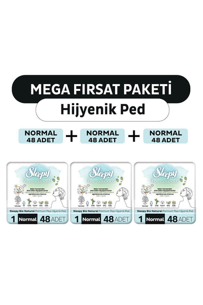Bio Natural Premium Plus Hijyenik Ped Mega Fırsat Paketi Normal 144 Adet