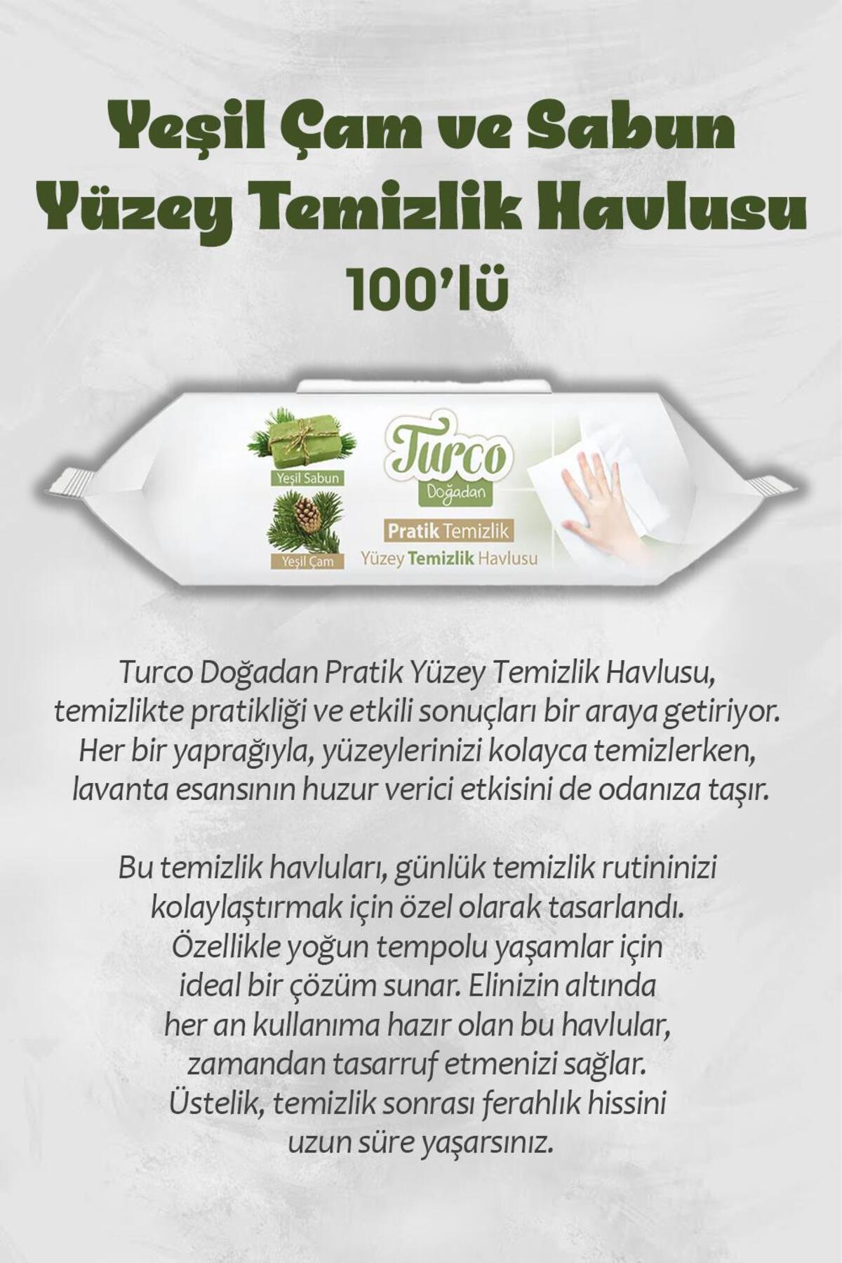 Yüzey Temizlik Havlusu 100'lü 16 Al 14 Öde Yeşil Çam ve Yeşil Sabunlu ve Rosie