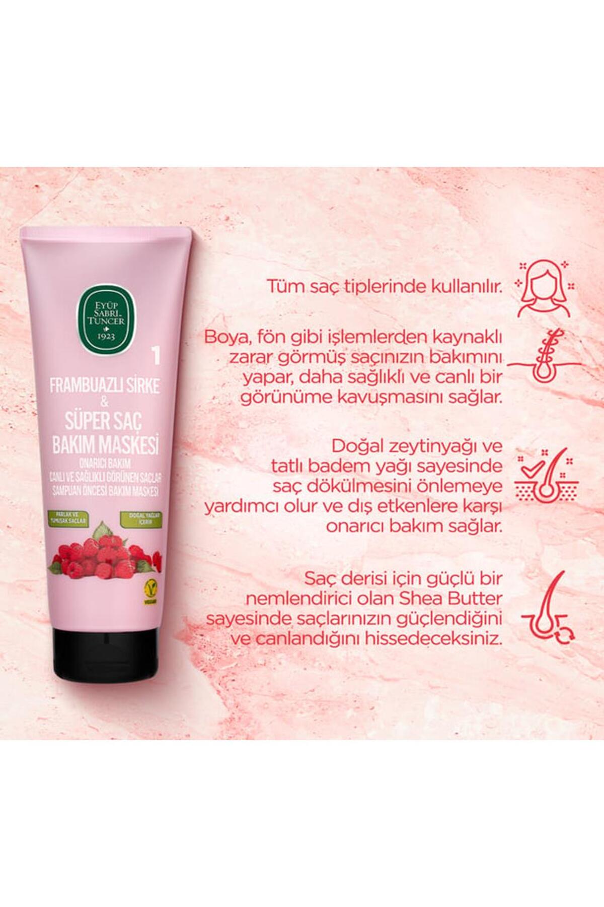 Frambuazlı Saç Maskesi 250 ml, Şampuan 500 ml, Saç Toniği 500 ml ve ROSIE