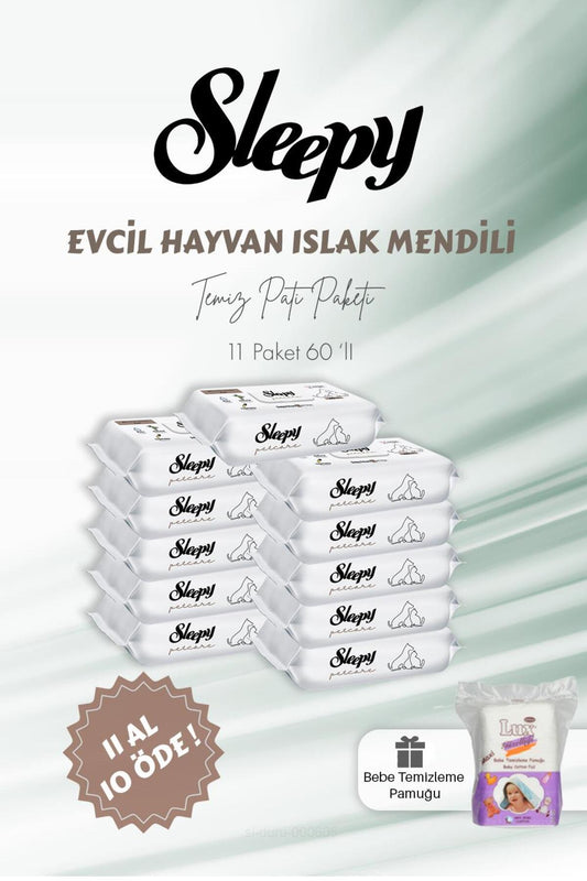 11 AL 10 ÖDE Evcil Hayvan Islak Havlusu 60'lı ve Bebe Temizleme Pamuğu