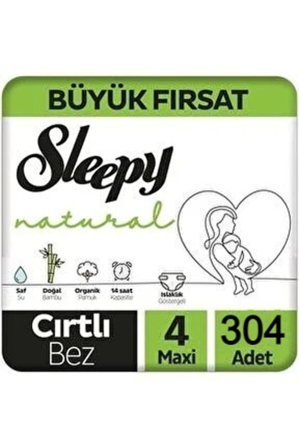 Natural Mega Fırsat Paketi Bebek Bezi 4 Numara 7 - 14 Maxi 304 Adet Bel Bantlı Cırtlı