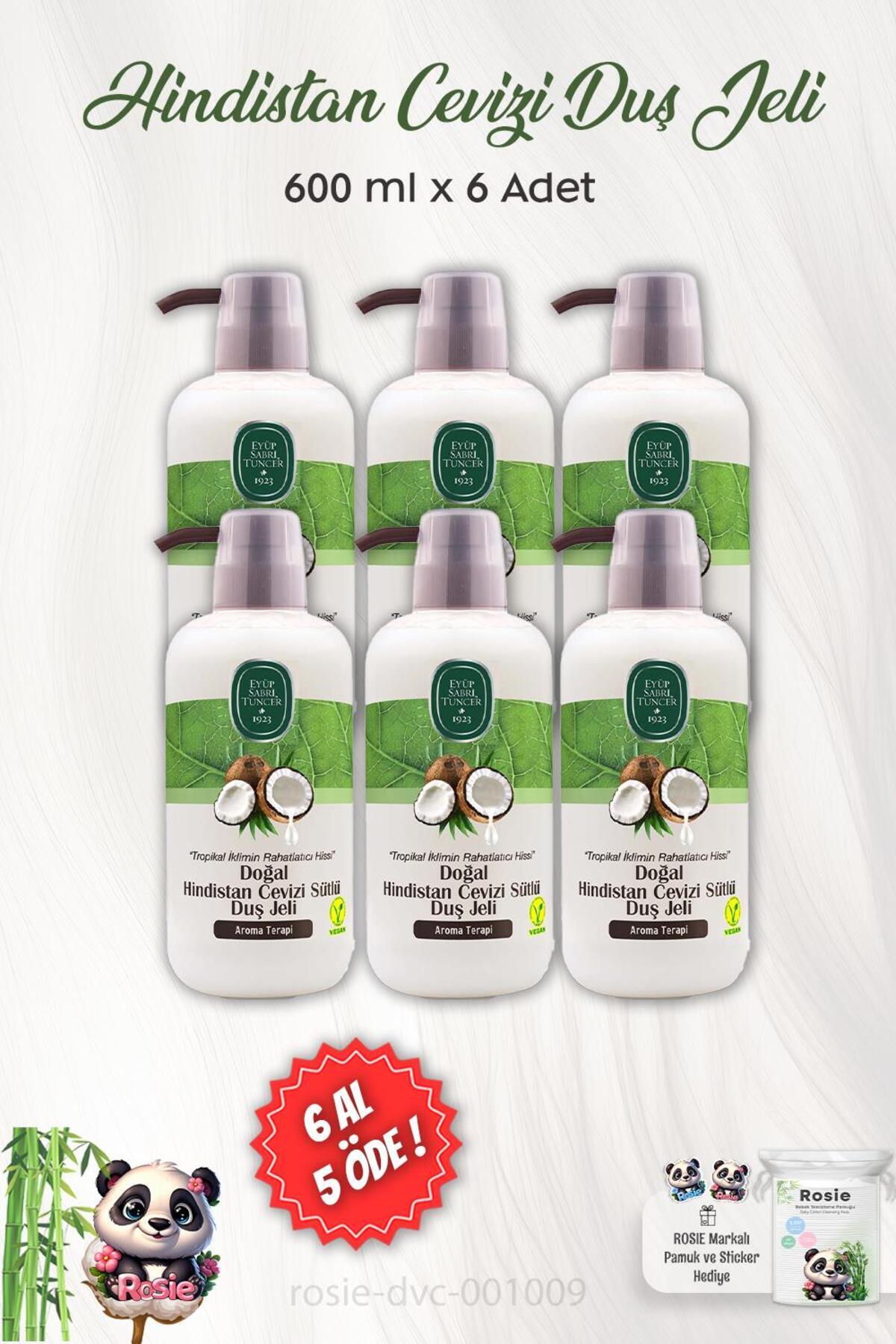 6AL 5 ÖDE Eyüp Sabri Tuncer Doğal Hindistan Cevizi Sütlü Duş Jeli 600 ml ve ROSIE