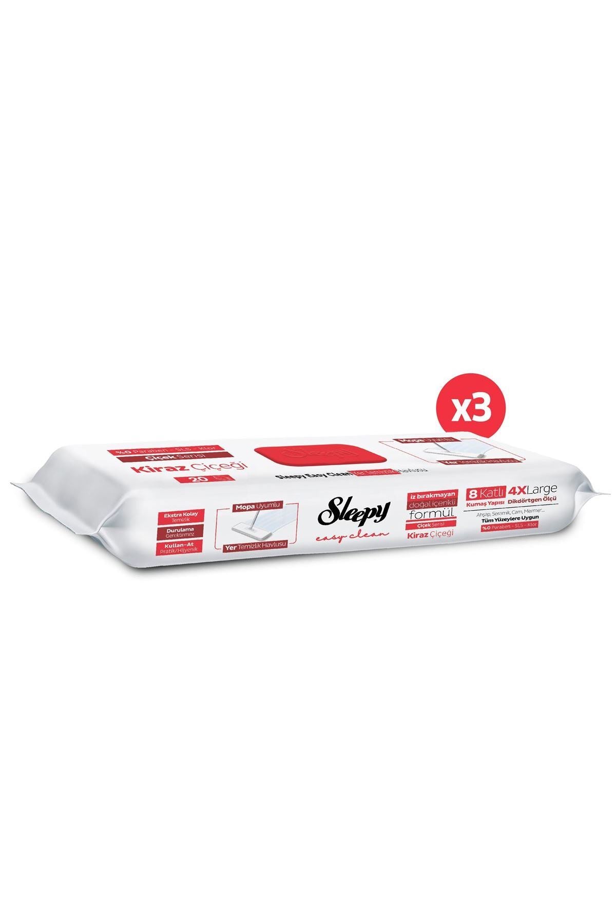 Easy Clean Kiraz Çiçeği Mopa Uyumlu Yer Temizlik Havlusu&mendili 3x20 (60 YAPRAK)