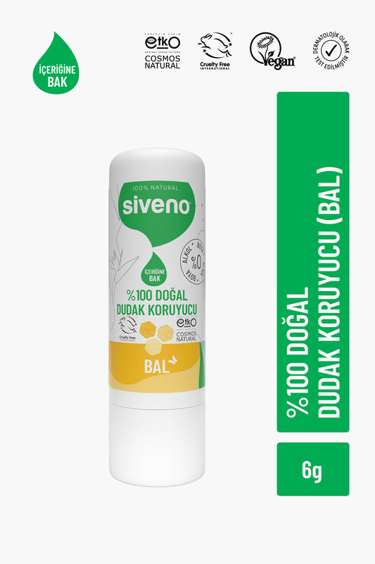 %100 Doğal Dudak Koruyucu Bal Bitkisel Lipbalm Dudak Kremi Nemlendirici Parlatıcı Onarıcı 6 G