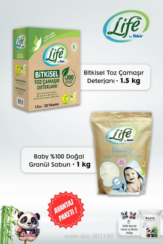 %100 Bitkisel Toz Çamaşır Deterjanı 1.5 Kg, Baby Granül Sabun 1 Kg Ve Rosıe