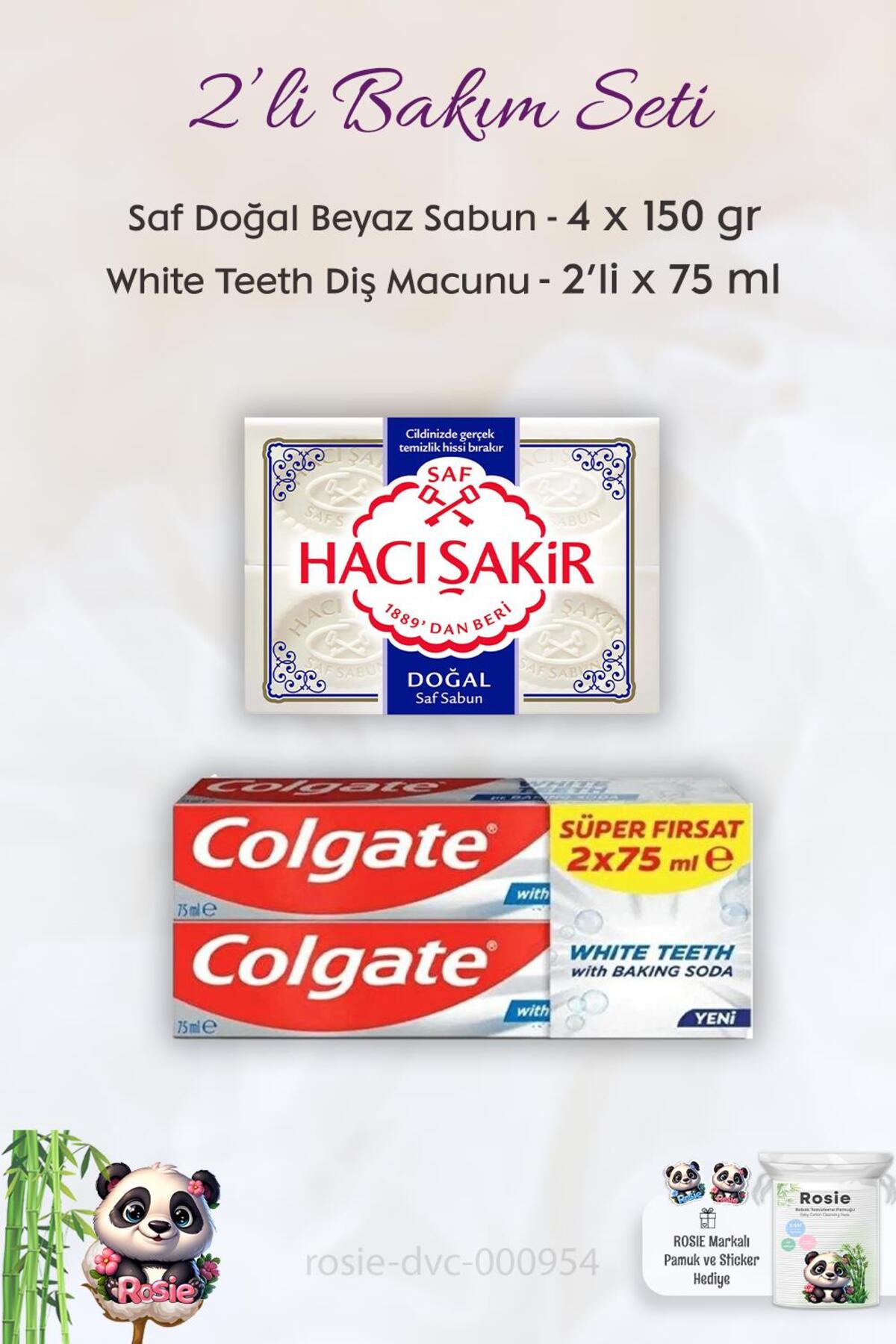 Baking Soda 2 x 75 ml Diş Macunu, H. Şakir Saf Doğal Sabun 4 x 150 gr ve ROSIE