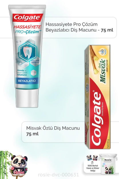 Hassasiyete Pro Çözüm Beyazlatıcı 75 ml, Misvak Özlü 75 ml Diş Macunu ve ROSIE