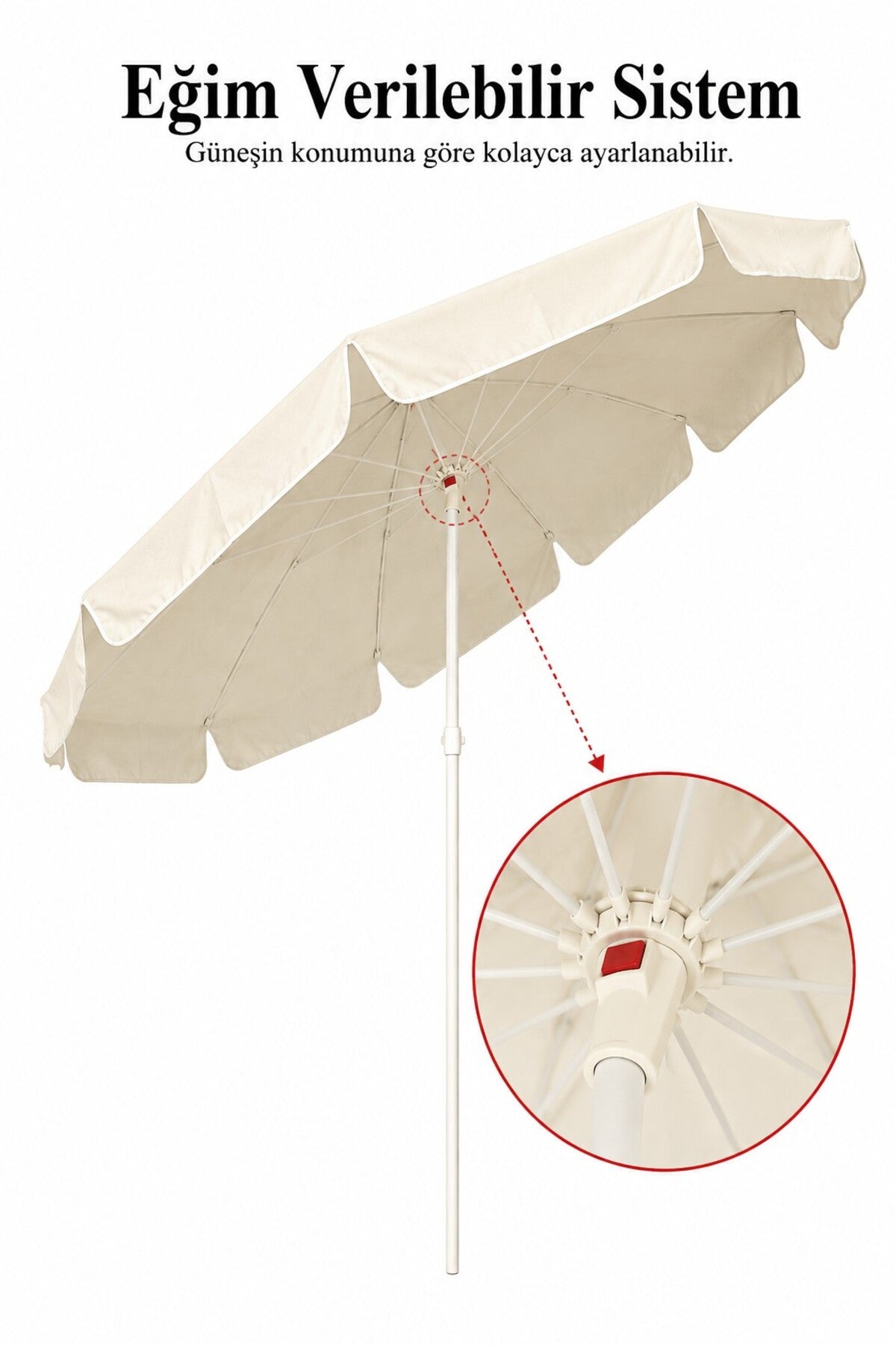 Krem Plaj ve Bahçe Şemsiyesi 200 cm çap / 10 Telli