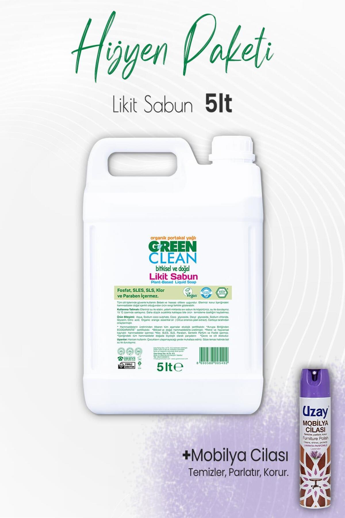 Bitkisel Bulaşık Deterjanı Portakal 5 lt ve Mobilya Cilası Lavanta 300 ml