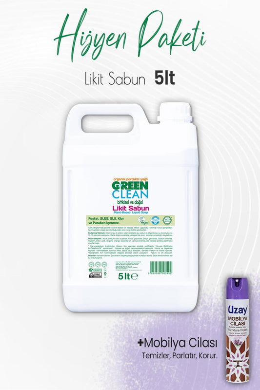 Bitkisel Bulaşık Deterjanı Portakal 5 lt ve Mobilya Cilası Lavanta 300 ml