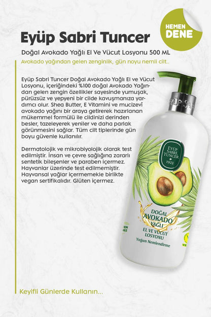 Doğal Avokado Yağlı El Ve Vücut Losyonu 500 ML