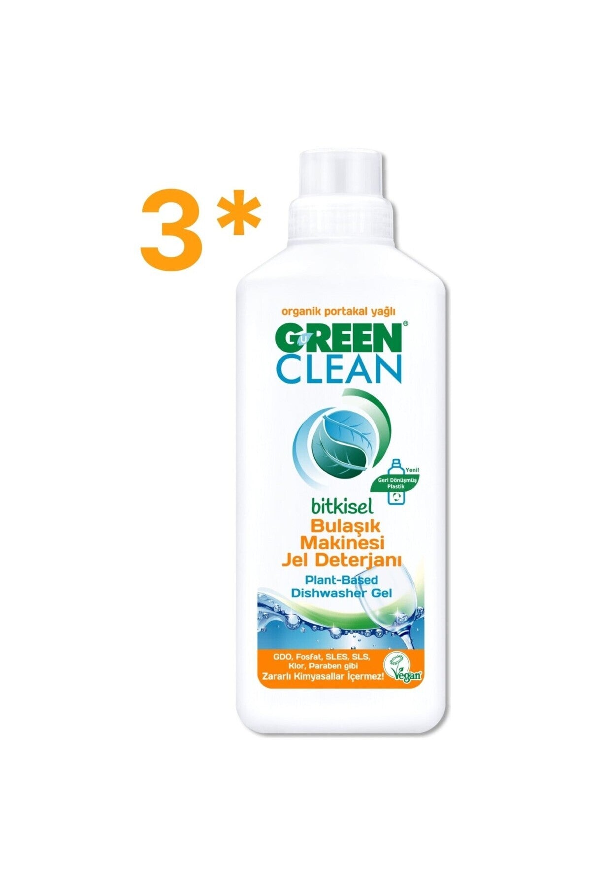 Bitkisel Portakal Yağlı Bulaşık Makinesi Jel Deterjan 1000 ml Set*3