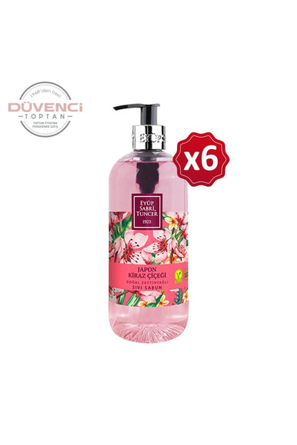 Doğal Zeytinyağlı Sıvı Sabun Japon Kiraz Çiçeği 500 ml x 6 Adet