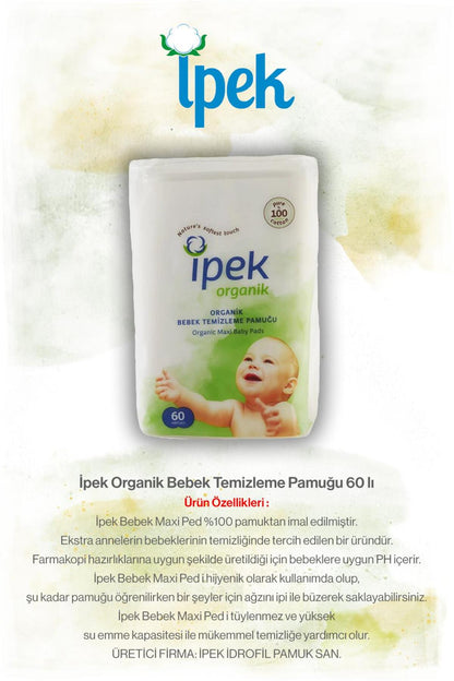 Organik Bebek 90 AL 80 ÖDE Temizleme Pamuğu 60'lı ve Rosie Pamuk hediye