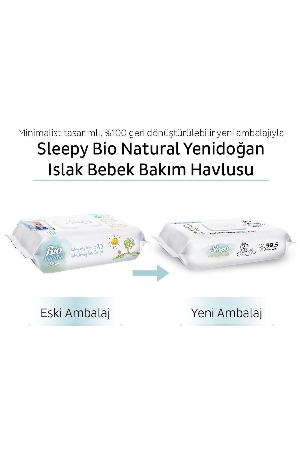 Bio Natural Yenidoğan Islak Bebek Bakım Havlusu 24x40 (960 Yaprak)