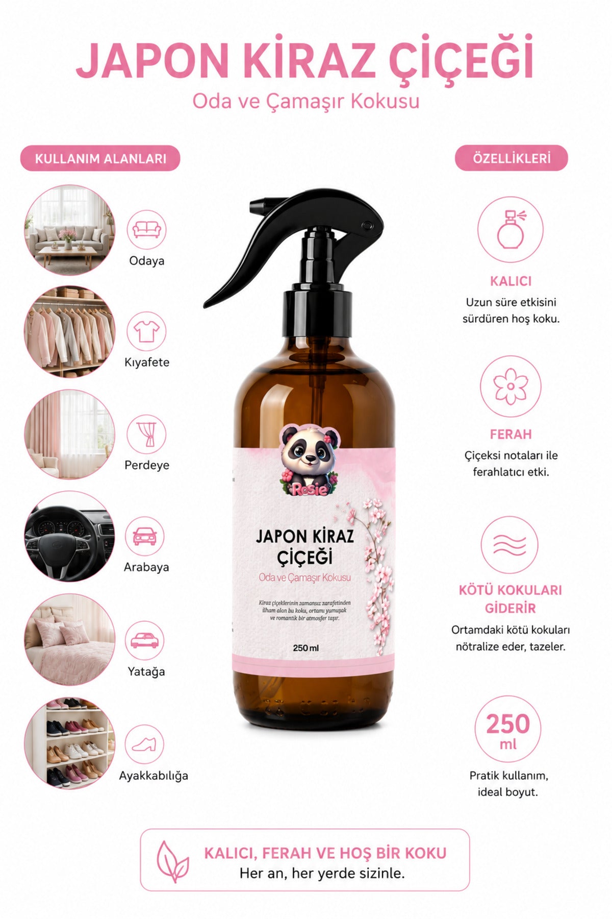 3 adet Japon Kiraz Çiçeği Oda ve Çamaşır Spreyi 250 ml