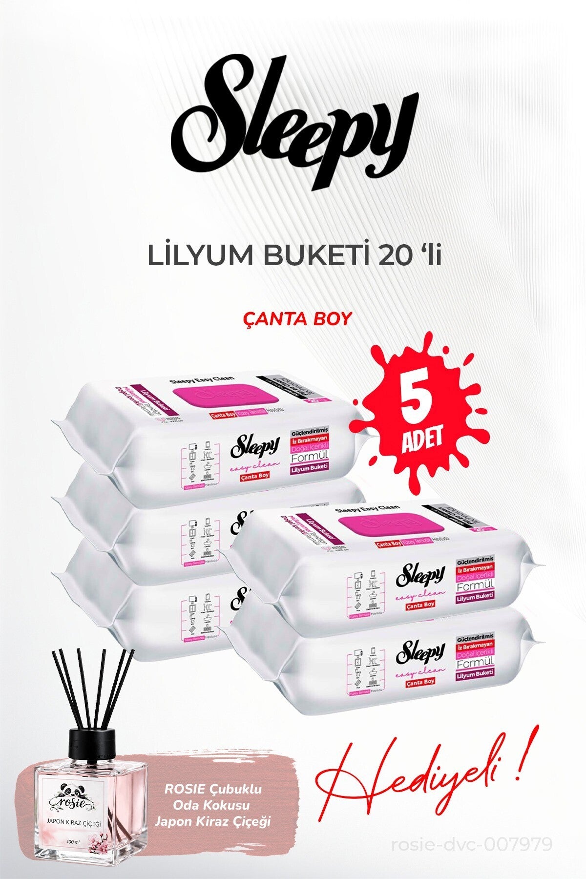 Lilyum Buketi Islak Havlu (5 paket x 20 yaprak) ve ROSIE koku